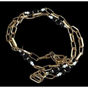 Vintage Ali-Khan New York Gold Tone Chain Necklace With Beaded Accents